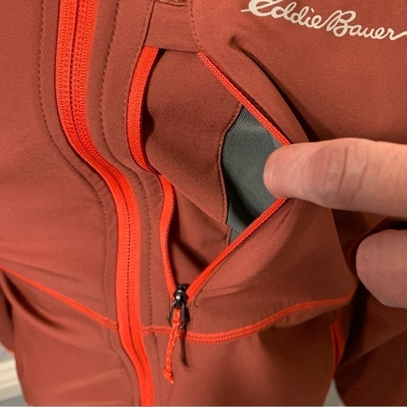 Eddie Bauer Active Zip Sweater Jacket Sz M Burnt Orange Brown Light Sports Top - Picture 6 of 15